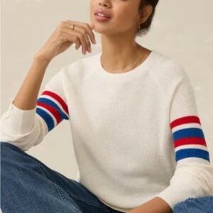 Faherty Women's Wisp Waffle Knit Sweater Collegiate Academia Size  L